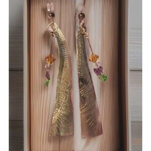 Vintage Artisan Sterling silver handmade earrings Textured Press  2 inch dangle